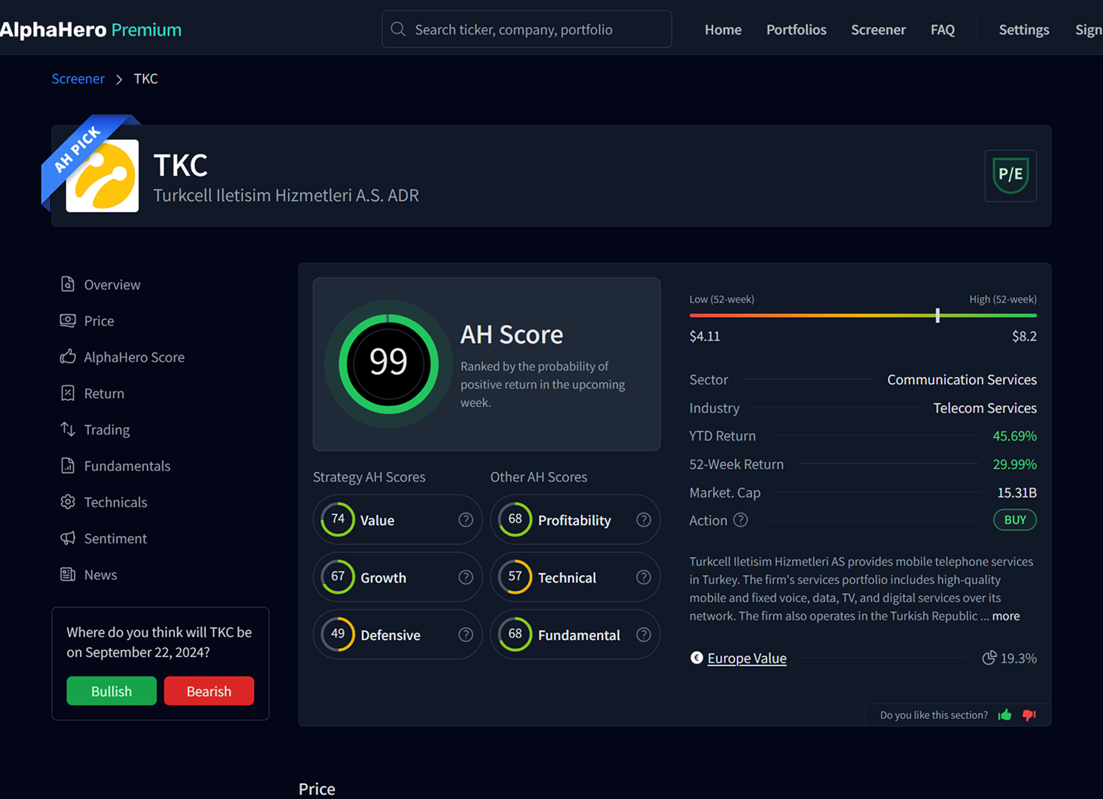 AlphaHero Tickerpage